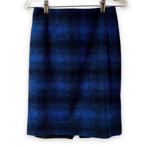 Loft Blue Black Buffalo Plaid Mini Skirt Women’s Size 0 Academia Western Fall - Picture 1 of 11